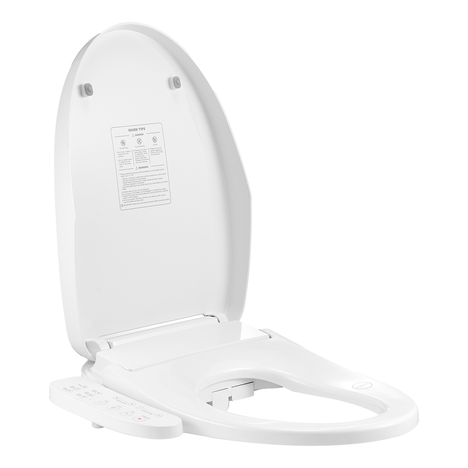 Elongated Bidet Toilet Seat Electric Smart Heated Seat Side Arm Control