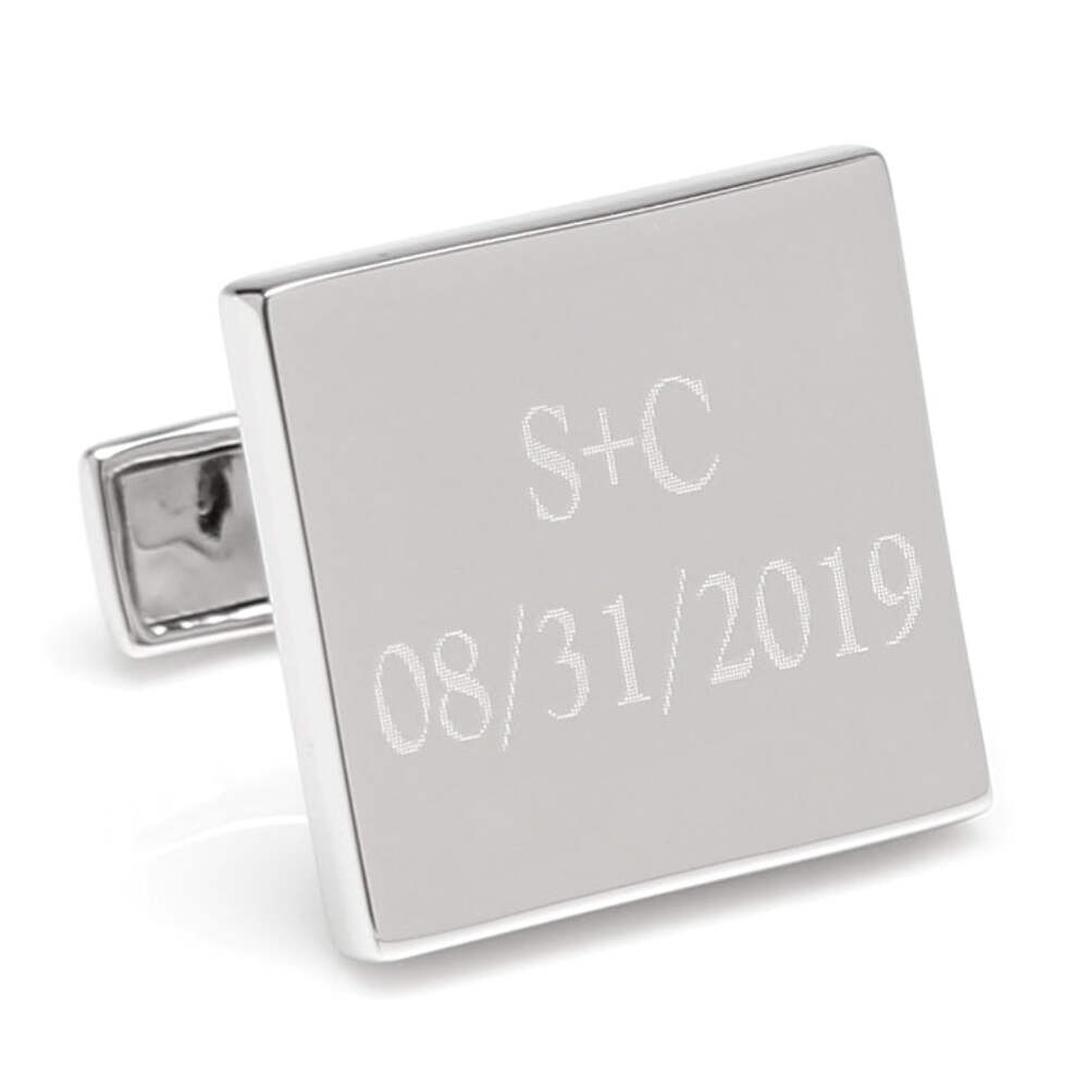 Personalized Wedding Day Engravable Square Cufflinks