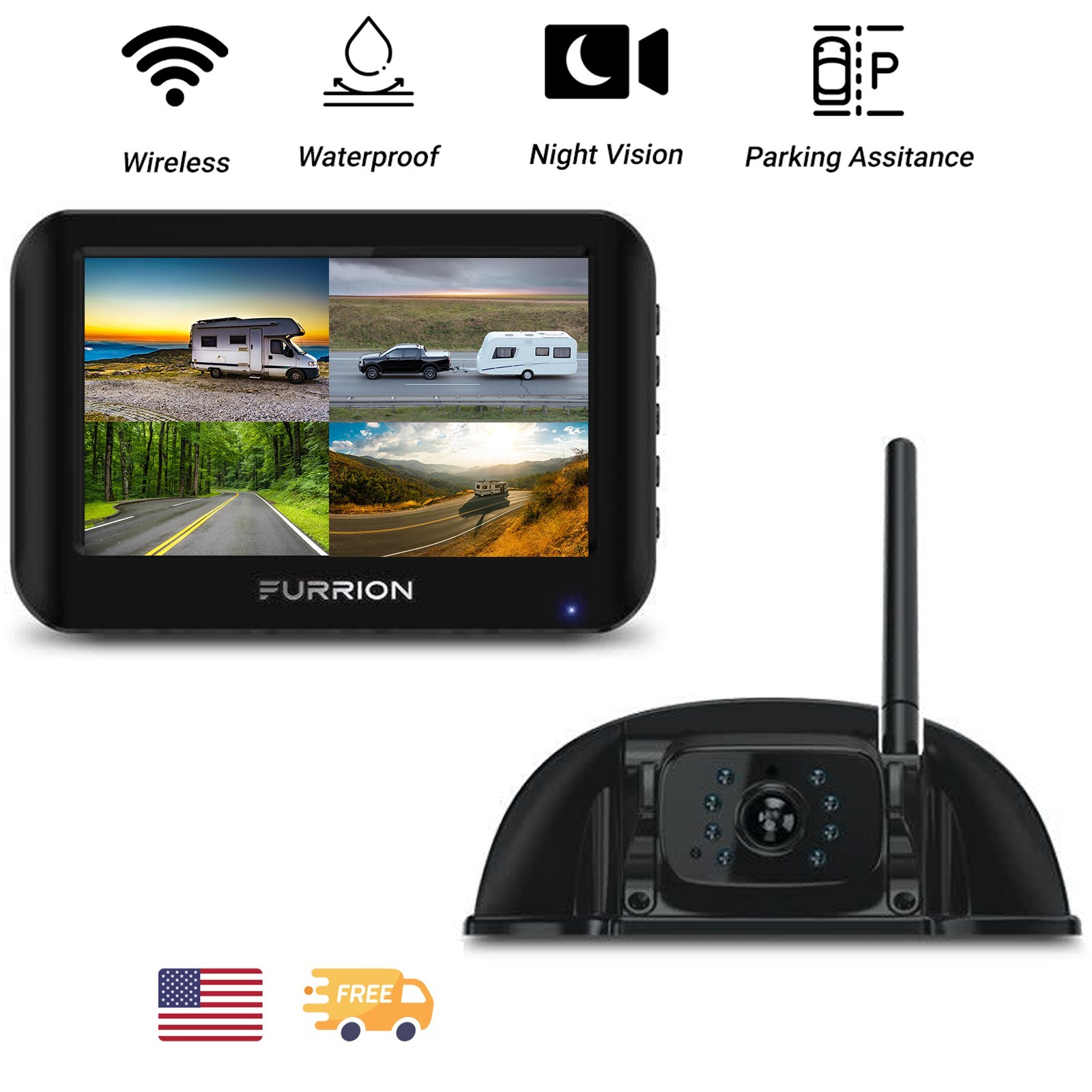 Furrion Vision S Wireless RV Backup Camera 4.3″ Monitor Night Vision, Waterproof