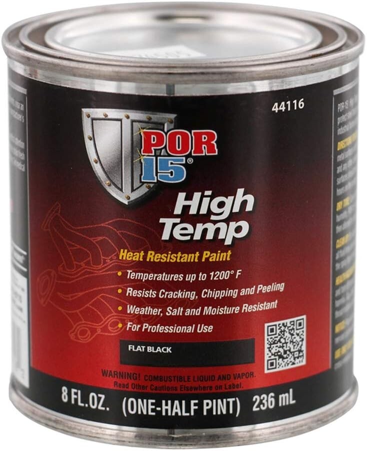 New POR-15 44116 High Temperature Paint Flat Black 8 oz, Free Shipping