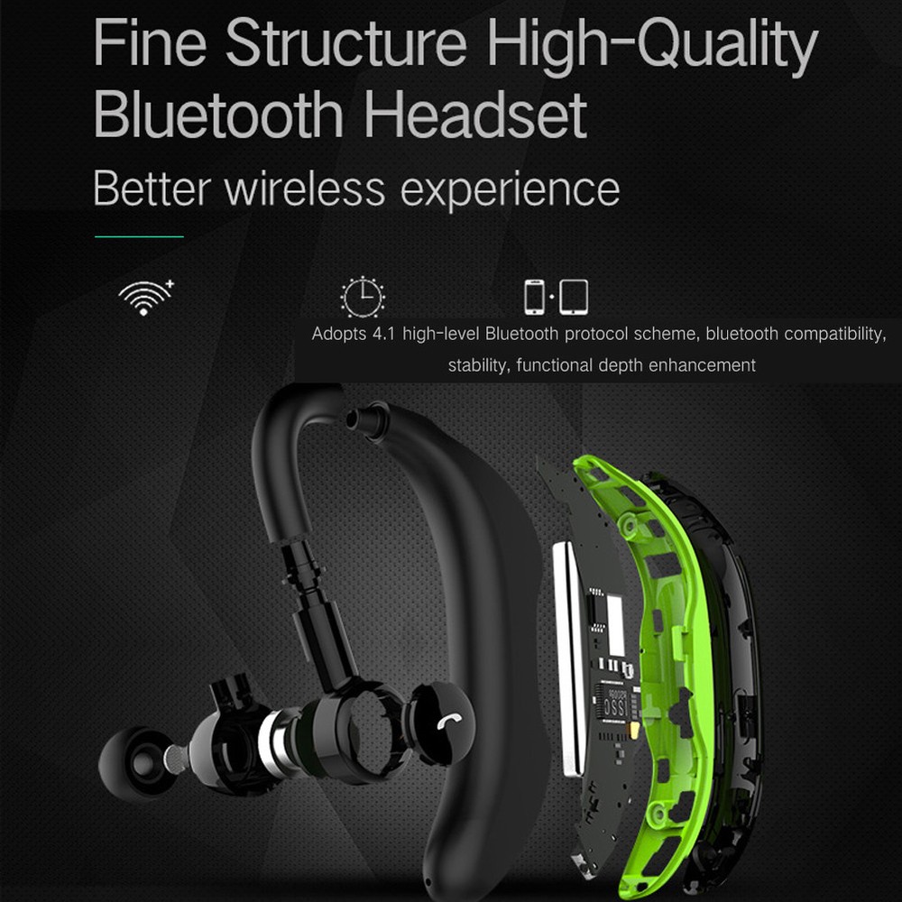 Bluetooth Headset Handsfree Wireless Earpiece Earphone Stereo Earbuds Ear Hook