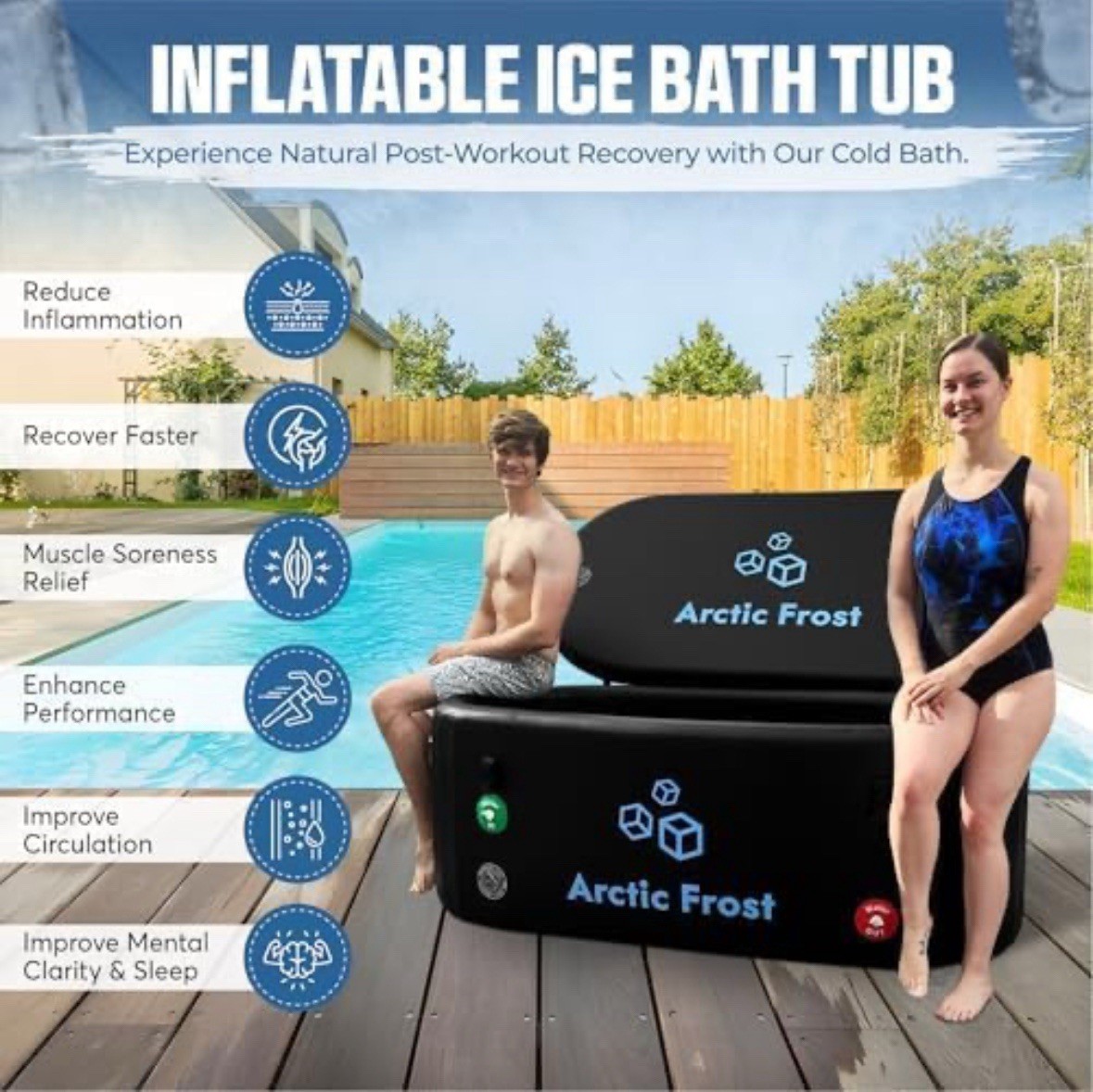 New Large Arctic Frost Portable Ice Bath Cold Plunge Tub with Cover