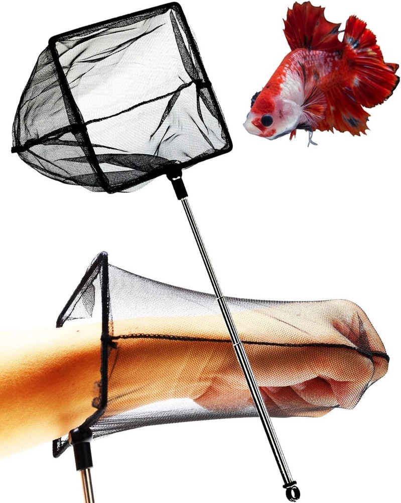 Aquarium Betta Fish Net Protect Delicate Fin Soft Fine Deep Mesh Scooper