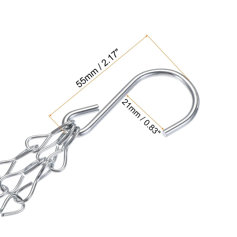 Hanging Chains 33cm Extension Link S Hooks Adjustable 3 Point Holder Silver