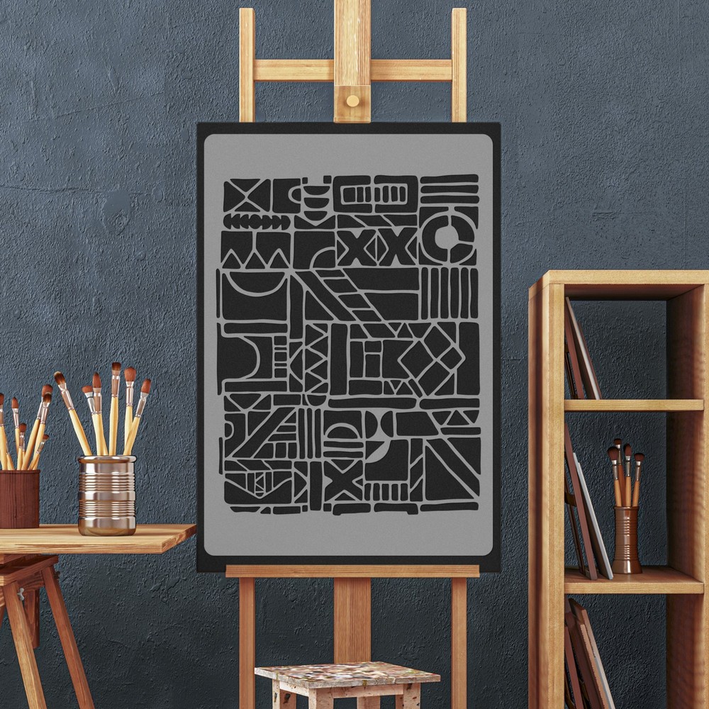 Reusable Allover Plastic Stencil // AZTEC MOSAIC