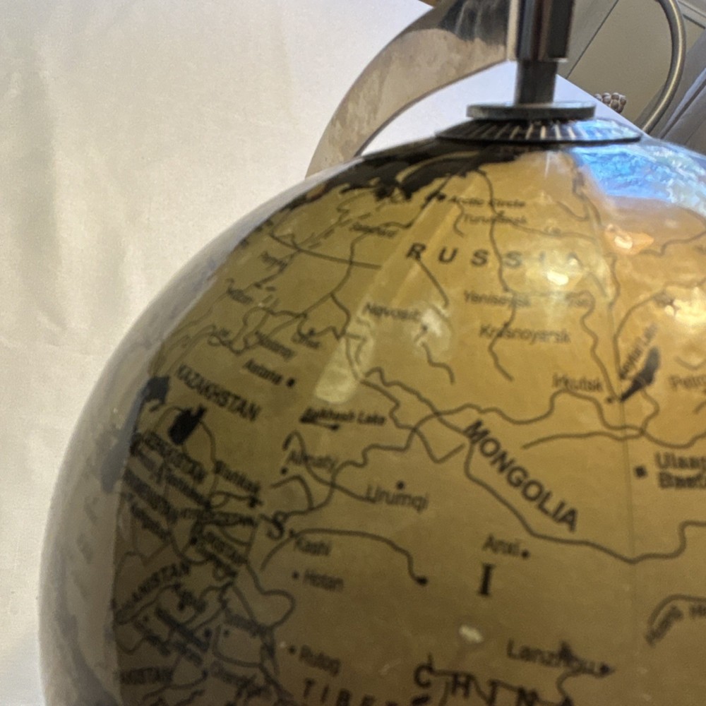 Black Gold Rotating Decorative Tabletop Globe with Metallic Base