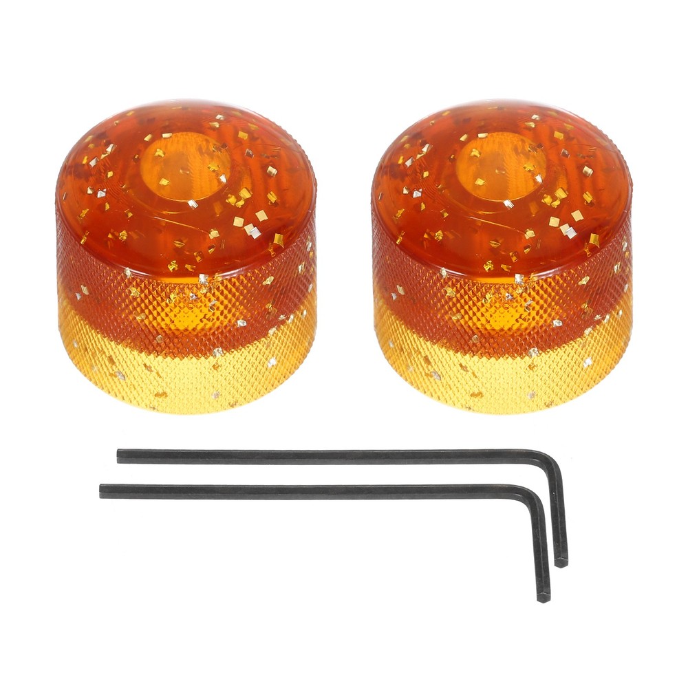 Dome Knobs Guitar Knob 6mm Flake Glitter Brown with Inner Hexagon Spanner 2Pcs