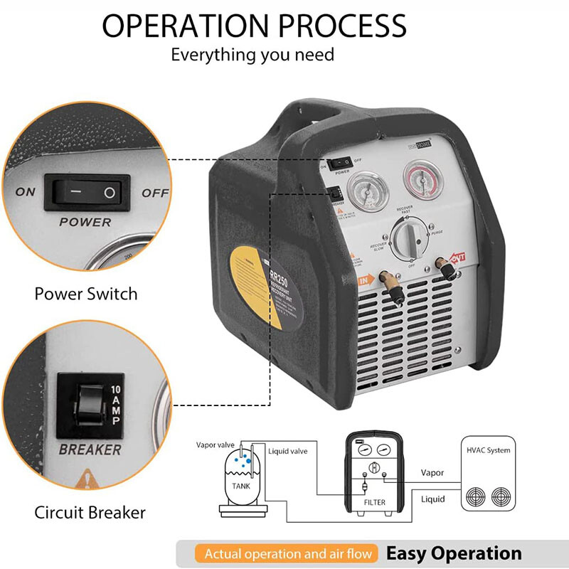 110-120V AC 60Hz 3/4HP Single Cylinder Portable Refrigerant Recovery Machine