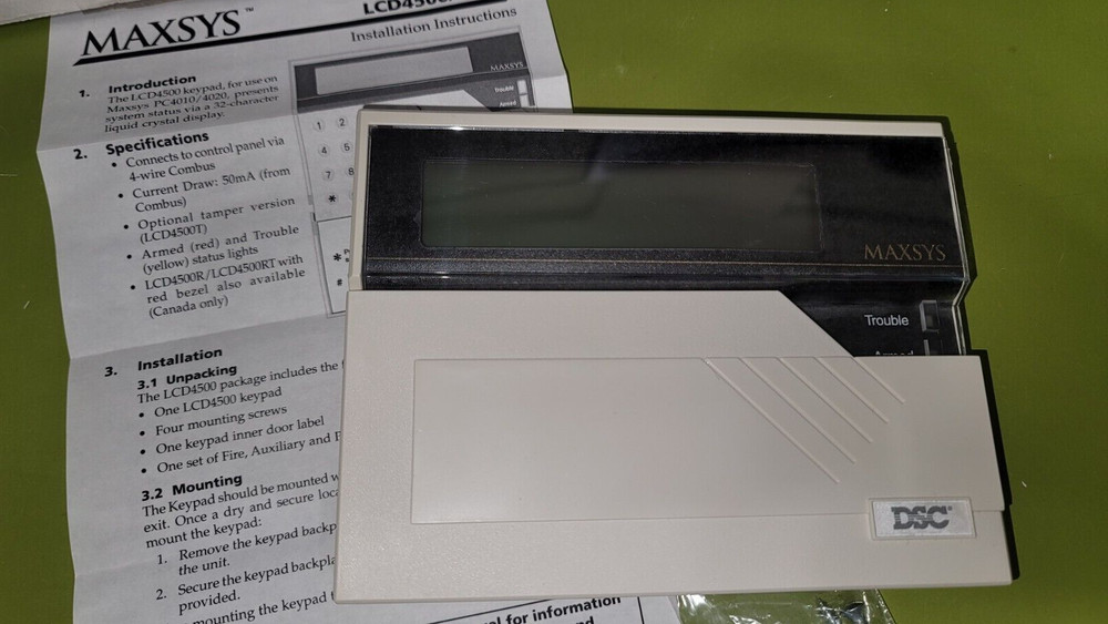 DSC LCD4500 V2.0 Maxsys Alarm Keypad for PC4010 & PC4020 NEW