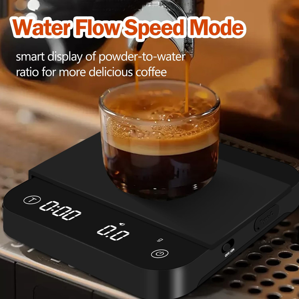 Precision Espresso Scale with Timer, 0.1g-2000g Rechargeable Mini Scale