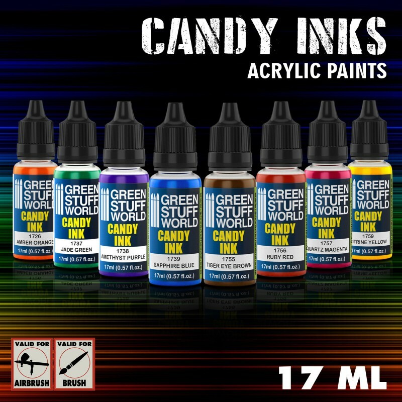 Green Stuff World Gloss Candy Inks Acrylic Model Paint Set - 8 Paints