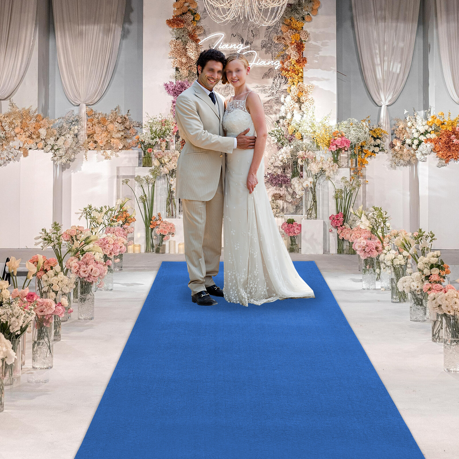 360GSM Blue Carpet Runner Wedding Award Party Event Aisle Rug DIY Cutting 3*33ft
