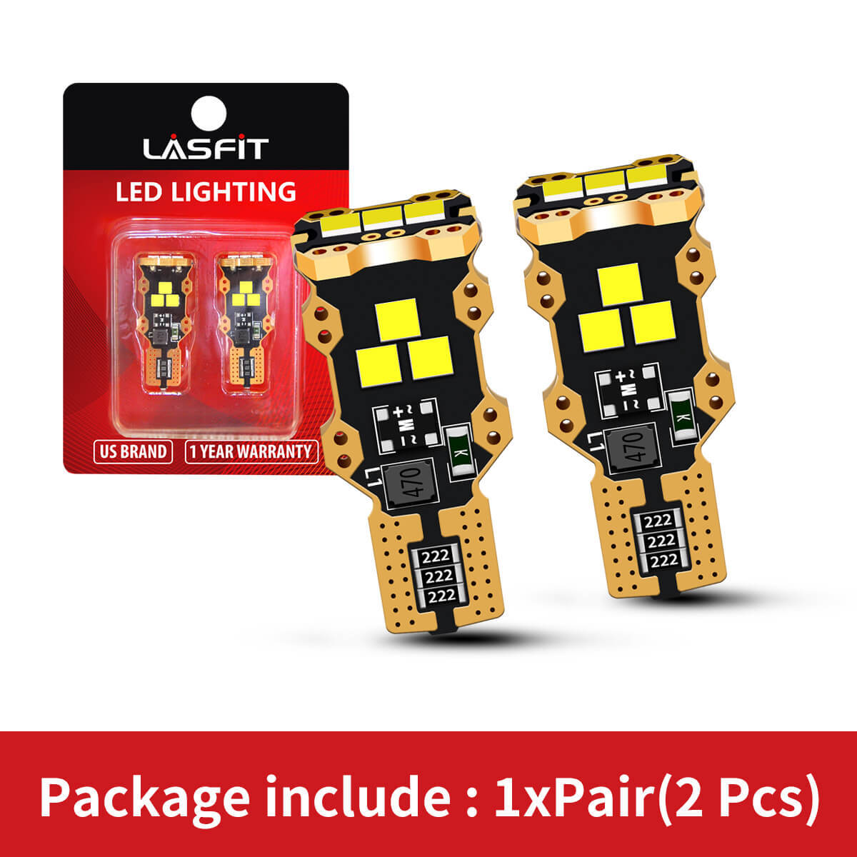 LASFIT LED Reverse Back Up Light Bulb 921 912 W16W T15 906 916 Super White 6000K