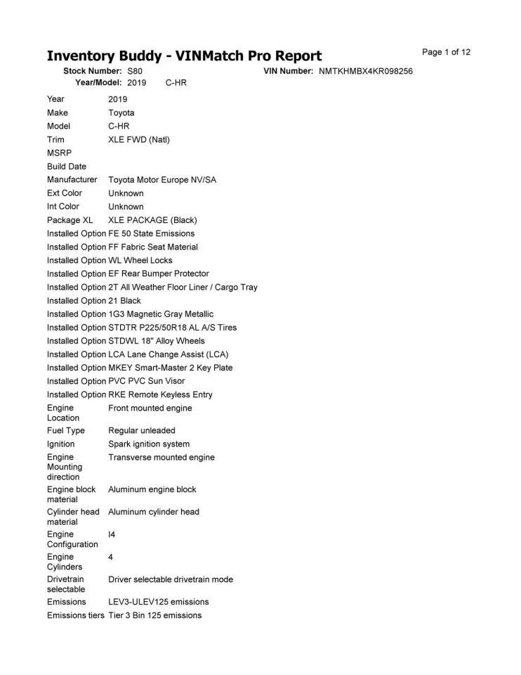Camera/Projector Camera Front Windshield Mounted Fits 19 C-HR 1117762