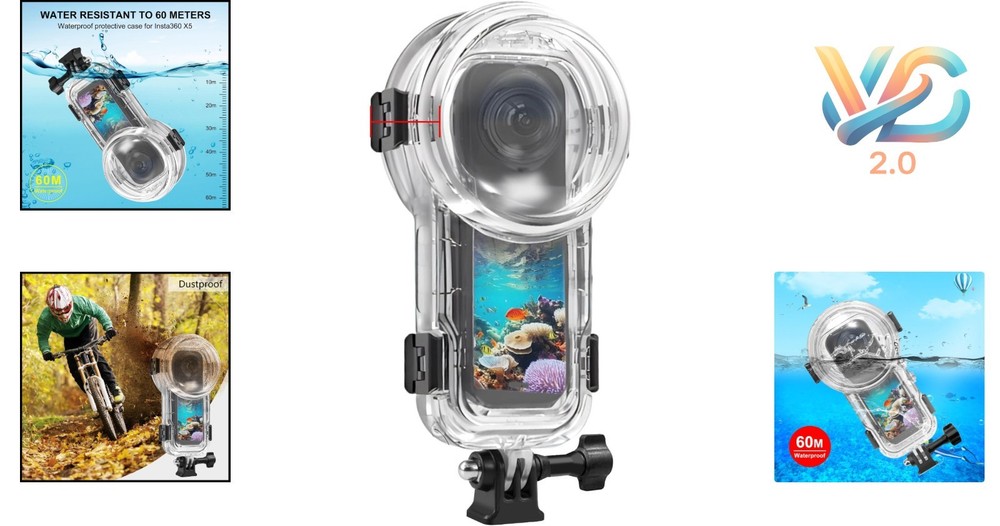 Insta360 X5 Waterproof Dive Case 60m/196ft Underwater Housing Protective Shell