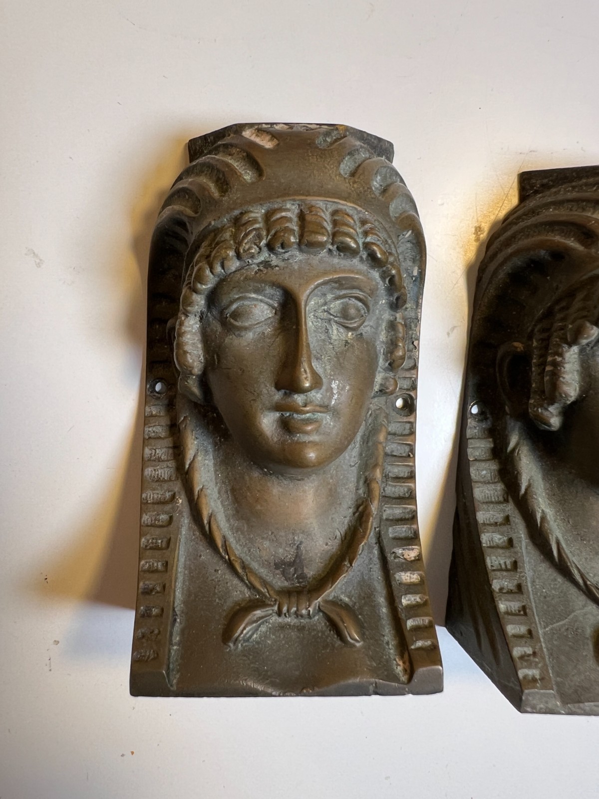 2: Antique Cast Brass Egyptian Revival Furniture Mounts Architectural Appliques