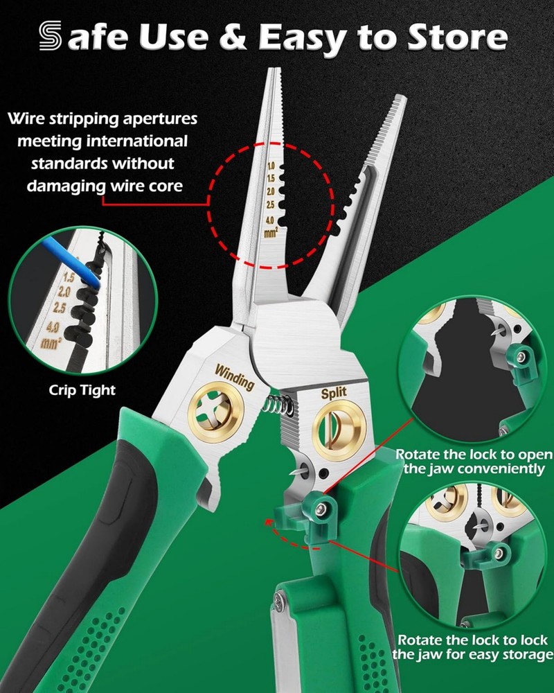 8-In-1 Wire Stripper Twister Set - Includes Cable Scissors Voltage Tester Pliers