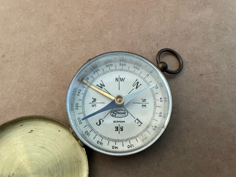 Vintage STELLAR Germany Pocket Brass Compass