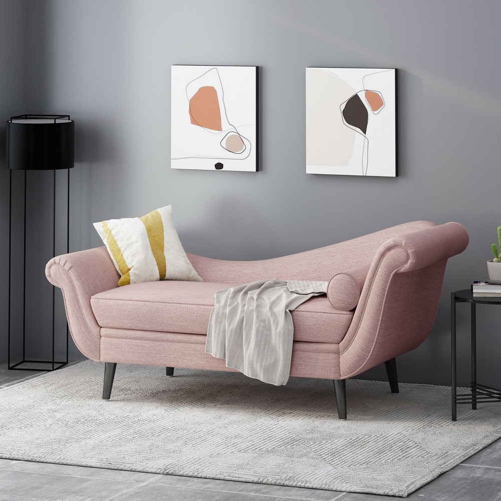 Jakyrah Contemporary Chaise Lounge with Scroll Arms
