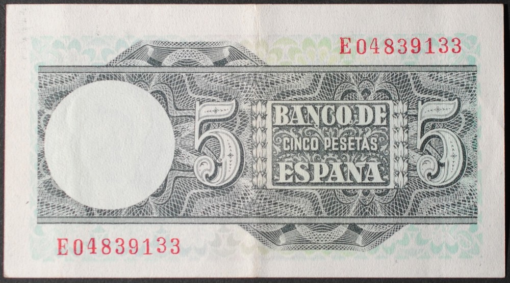 Spain P136a 5 Pesetas XF