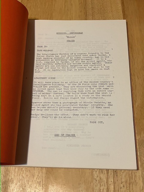 MISSION: IMPOSSIBLE TV Script Nicole FIRST DRAFT PRE-PRODUCTION ONLY 01/12/69