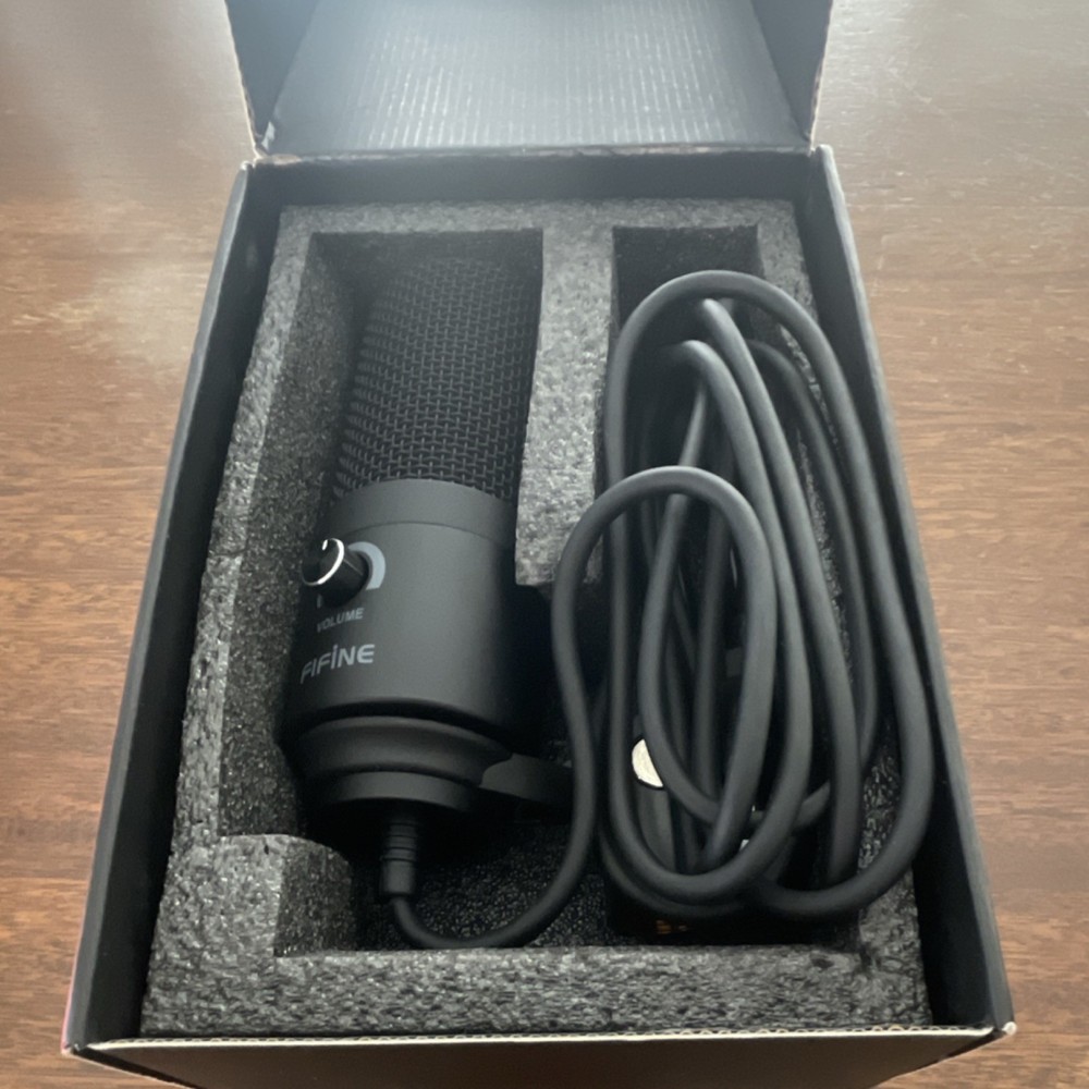 FIFINE K669B Series USB Condenser Microphone Black, Volume Control, Plug & Play