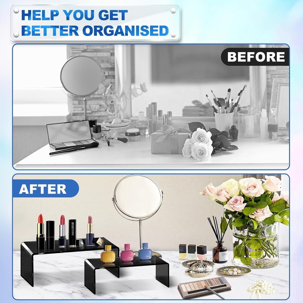 Display Risers, 10 Pcs 2 Set7”L~8”L~9”L Acrylic Risers, Black Arylic Display ...
