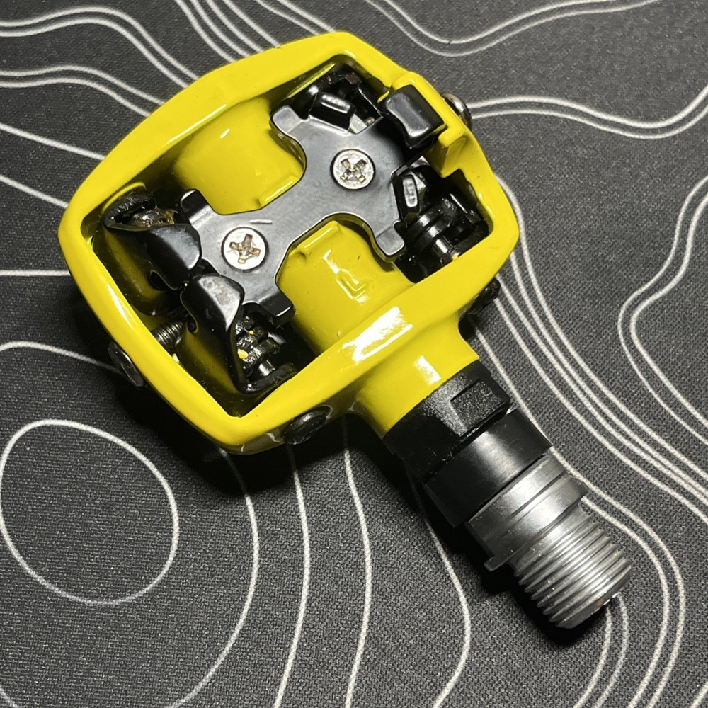Scott Twin Cam Dual Sided Clipless Pedal Yellow Left READ