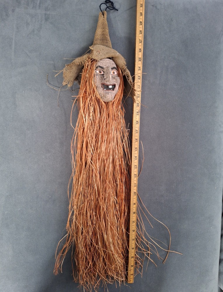Handmade Rustic Burlap kitchen Witch Wall Decor Halloween 30 Inch