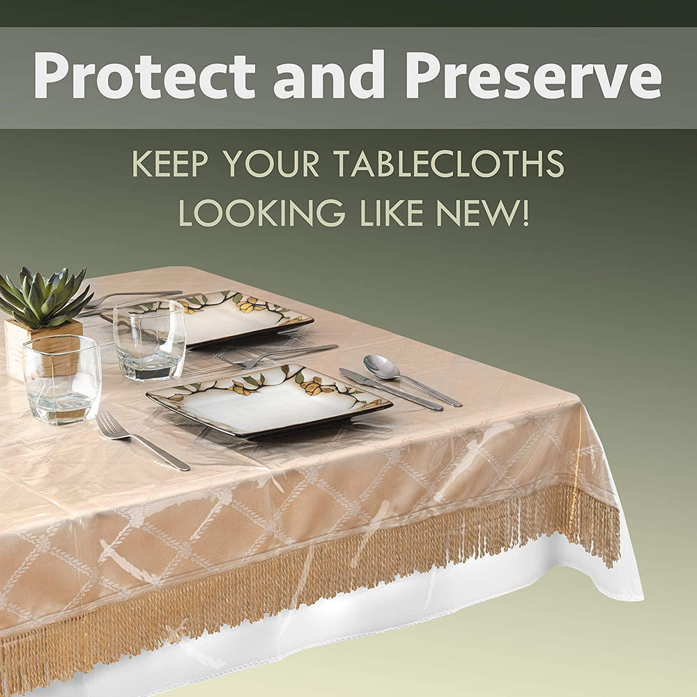Clear Plastic Table Cover Protector 100% Waterproof Table Protector Crystal Clea