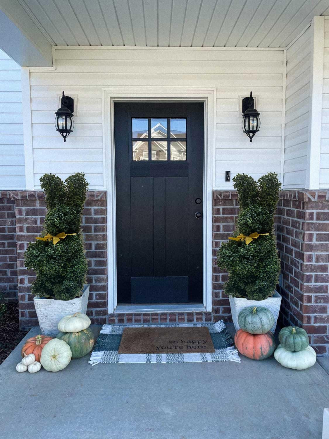 Bunny-Shaped Topiary Ball 36'' Artificial Tree Rabbit Bowknot Pot Uv-Resistant F