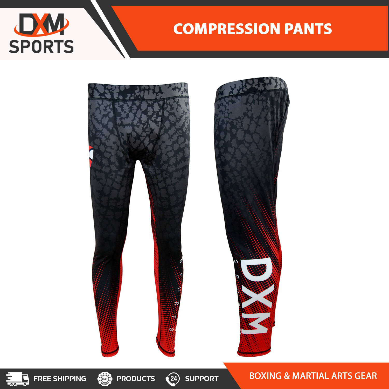 DXM Sublimated Compression Pants Mens Rash Guard Legging Gym Running base Layer