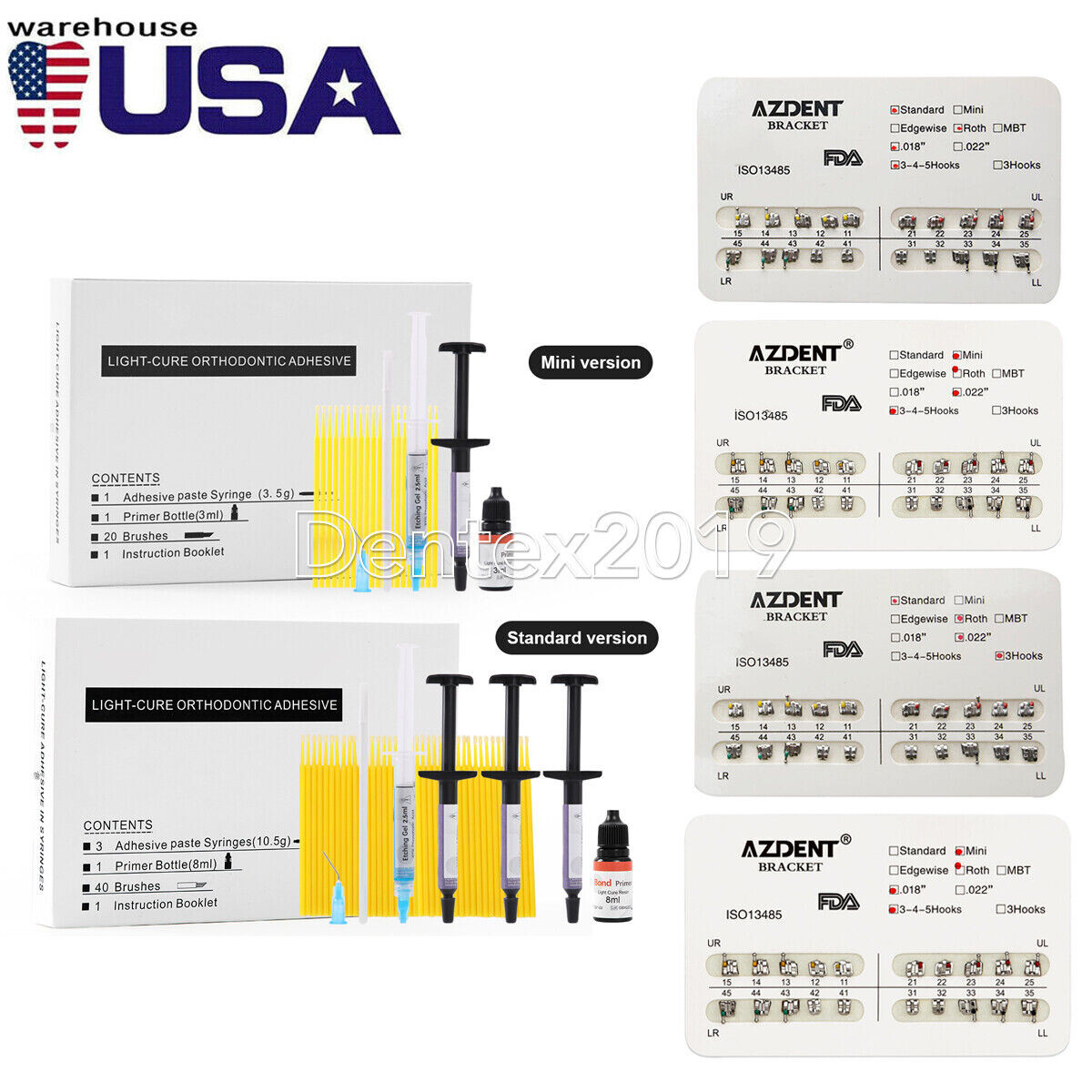 Dental Orthodontic Brackets Braces/ Glue Bonding Light Cure Resin Composite Kit