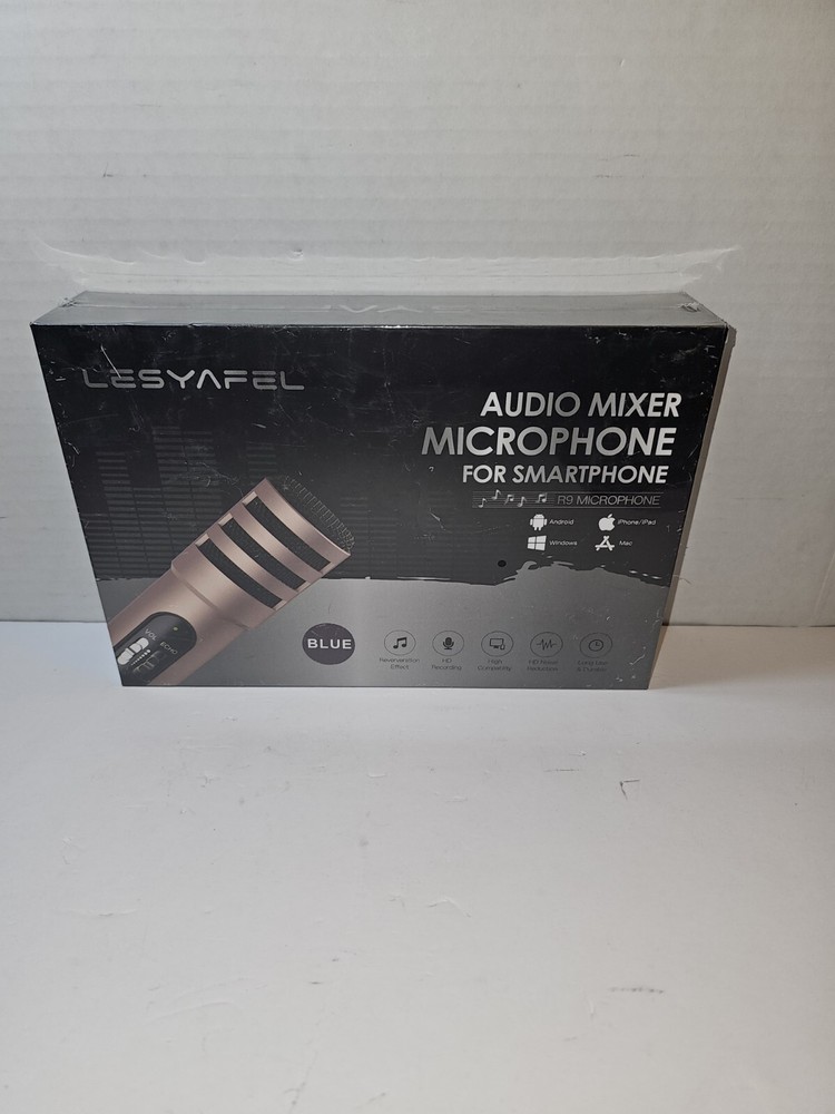 LESYAFEL Microphone for iphone with Desktop Tripod Plug&Play,Android,PS4 Blue