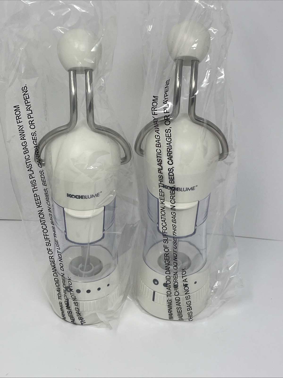 Kochblume Salt/Pepper/Spice Ratchet Grinders Adjustable, White, Set Of 2