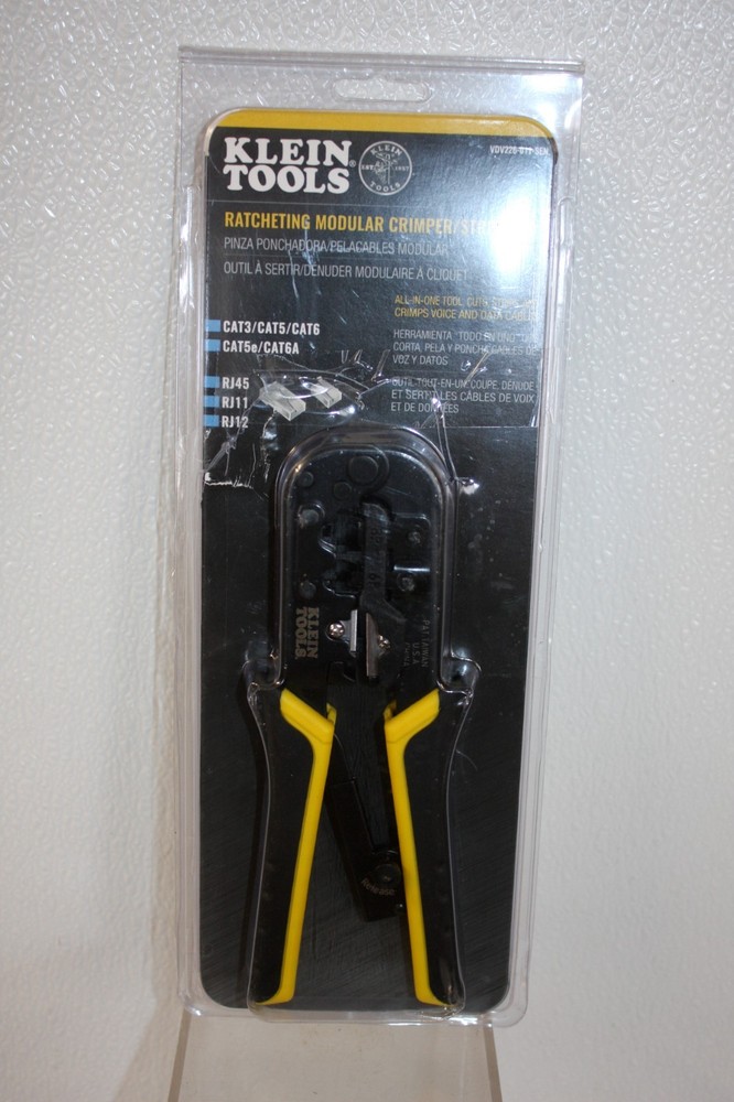 Klein Tools Ratcheting Data Cable Crimper Stripper and Cutter,Ethernet RJ45
