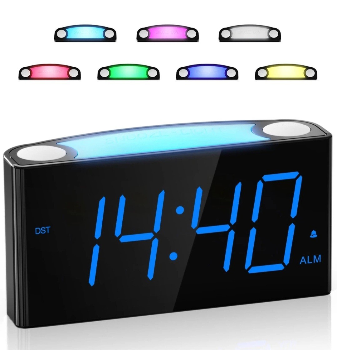 Alarm Clock  7.5" Large Display LED Digital Clock with 7 Color Nightlight+ 2 Usb