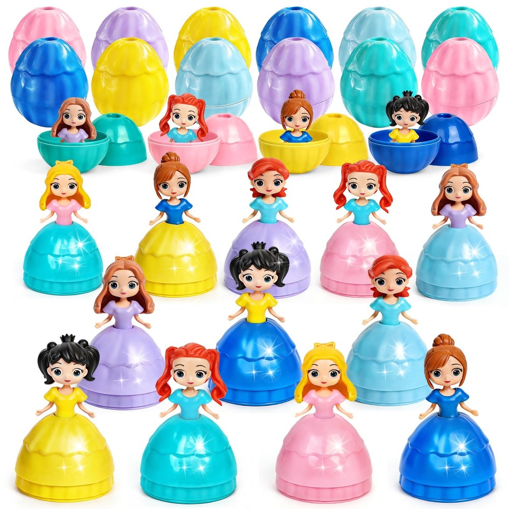 12 PCS Princess Prefilled Easter Eggs Easter Basket Stuffer Hunting Egg for K...