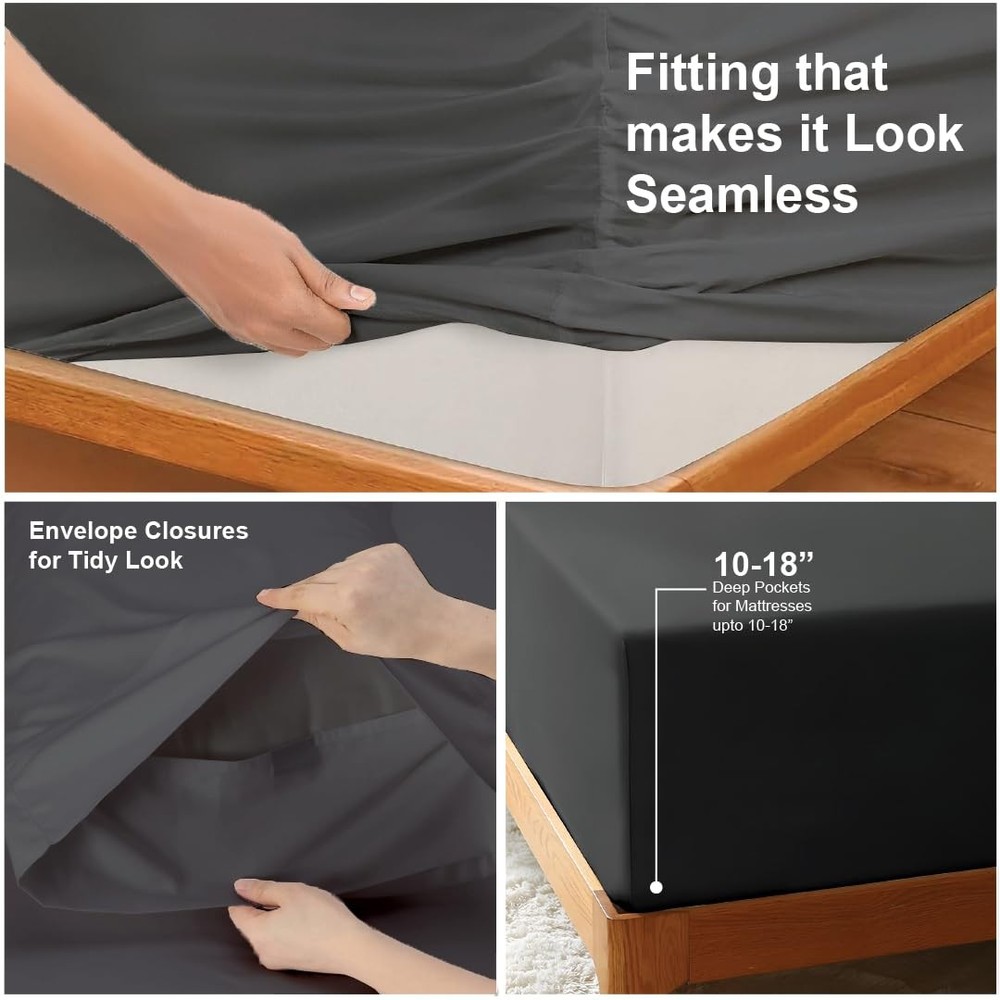 Adjustable Split King Set for Sleep Number Beds, Premium 100% Long Staple Cot...