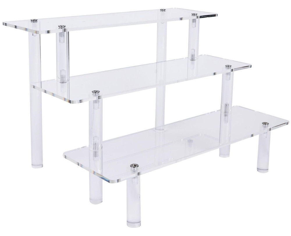 losensild Acrylic Riser,Clear Display Risers 3 Tier ,Large Shelf Clear