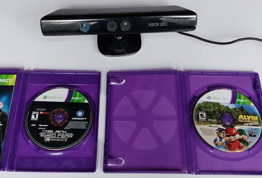 Microsoft Xbox 360 Kinect With 2 Games - Tested & Works