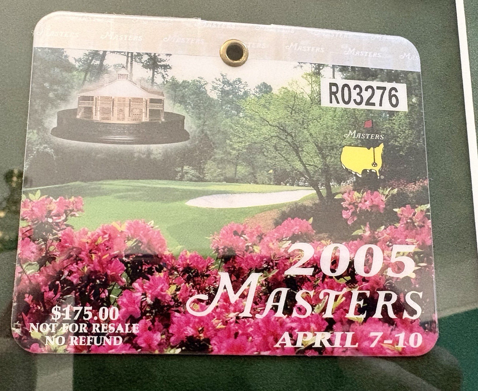 2005 Masters Badges Framed Pair Tiger Woods Win #4
