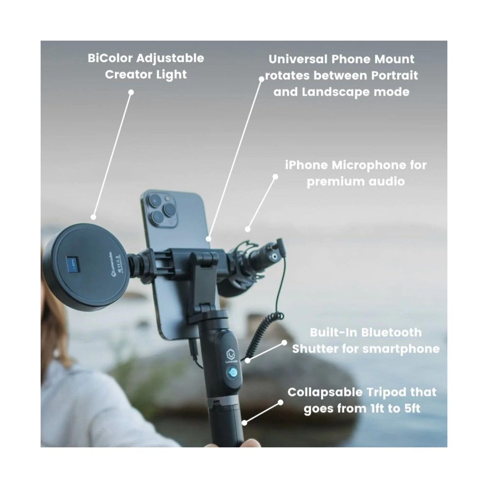 Lume Cube Mobile Creator Kit 2.0 - Portable Cordless Light with Adjustable Tr...