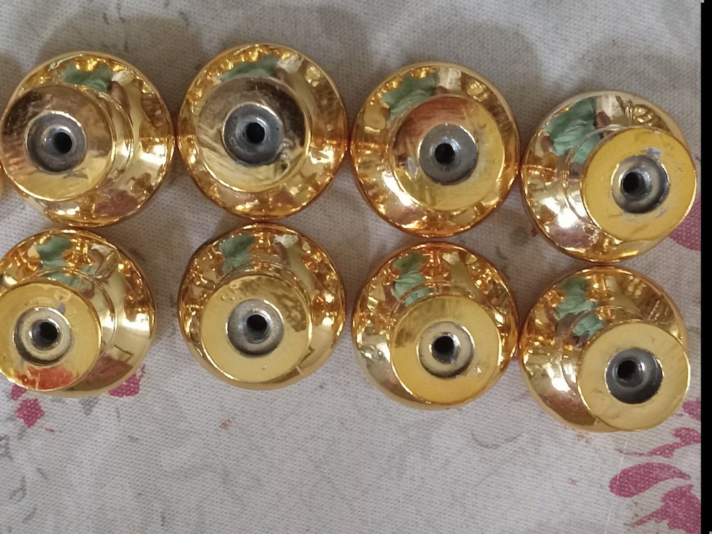 Knobs 29 Gold Tone Metal , 1" Round ~ with some screws Kitchen ~