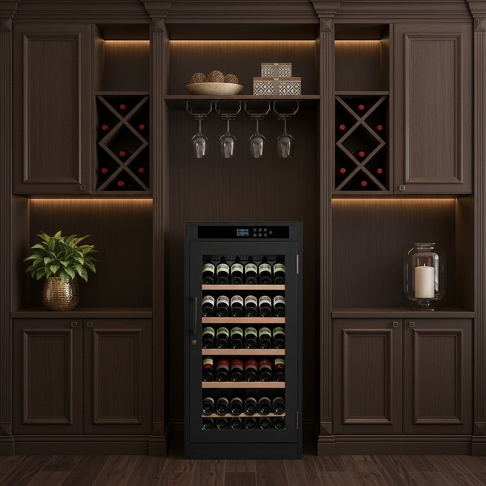 7.6 ft3 LED Touch Screen Display Constant Temperature Black Grape Wine Cooler