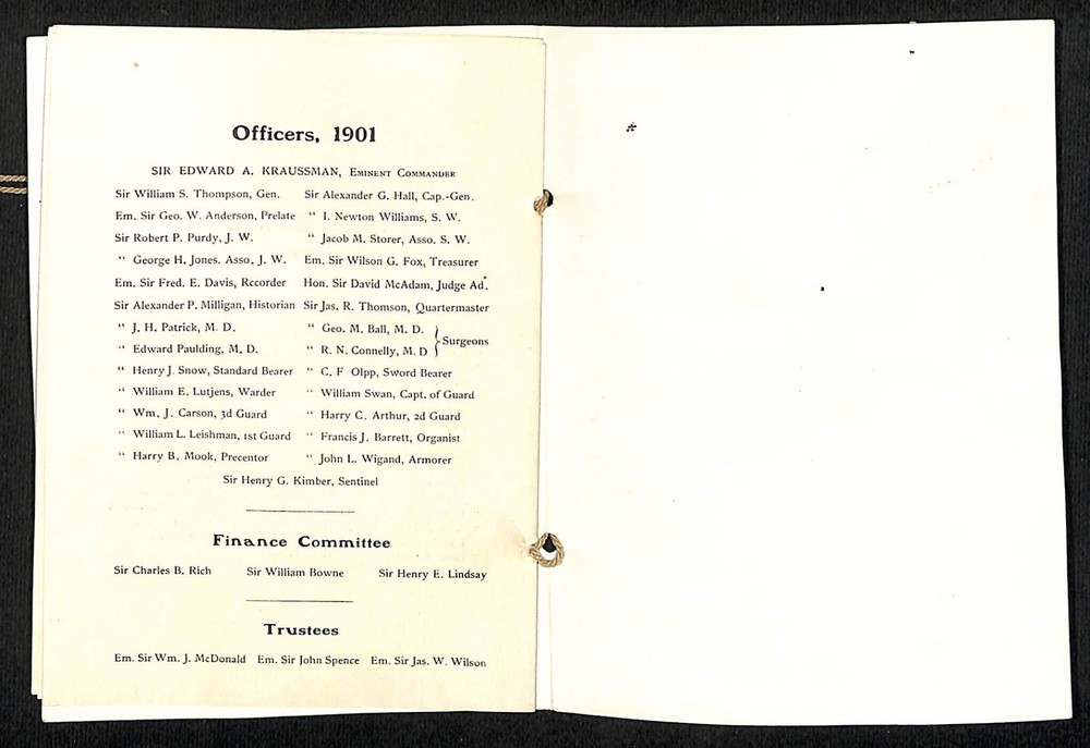 Knight's Templars 1901 28th Anniversary York Commandery NYC Program Scarce