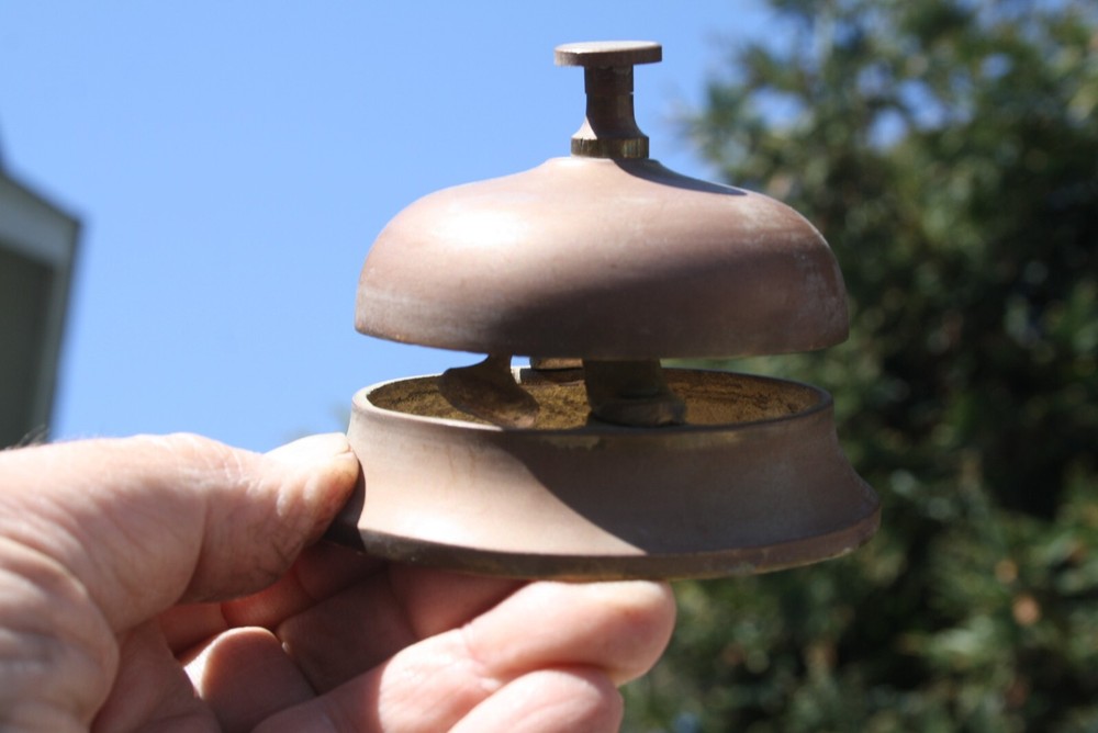 Antique Solid Brass Shop General Store Table Top Bell