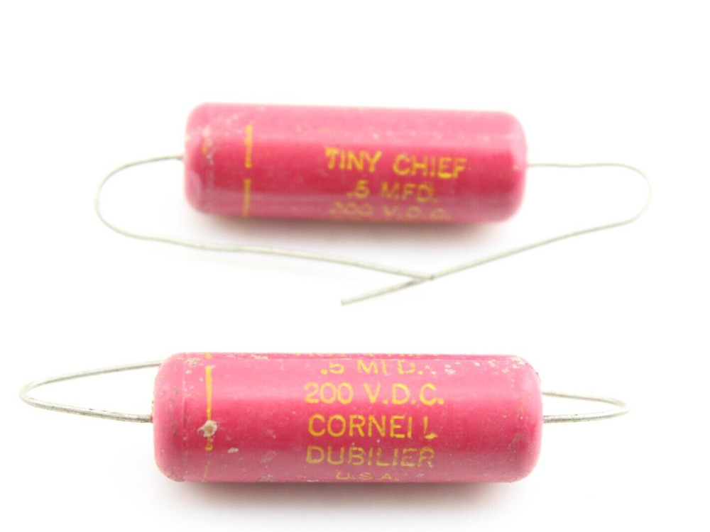 NOS Matched Pair Cornell Dubilier Tiny Chief .5uF 200V DC 5% Capacitors Tested