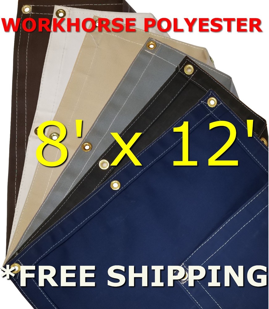 8' x 12' Workhorse Polyester Waterproof Breathable Canvas Tarp