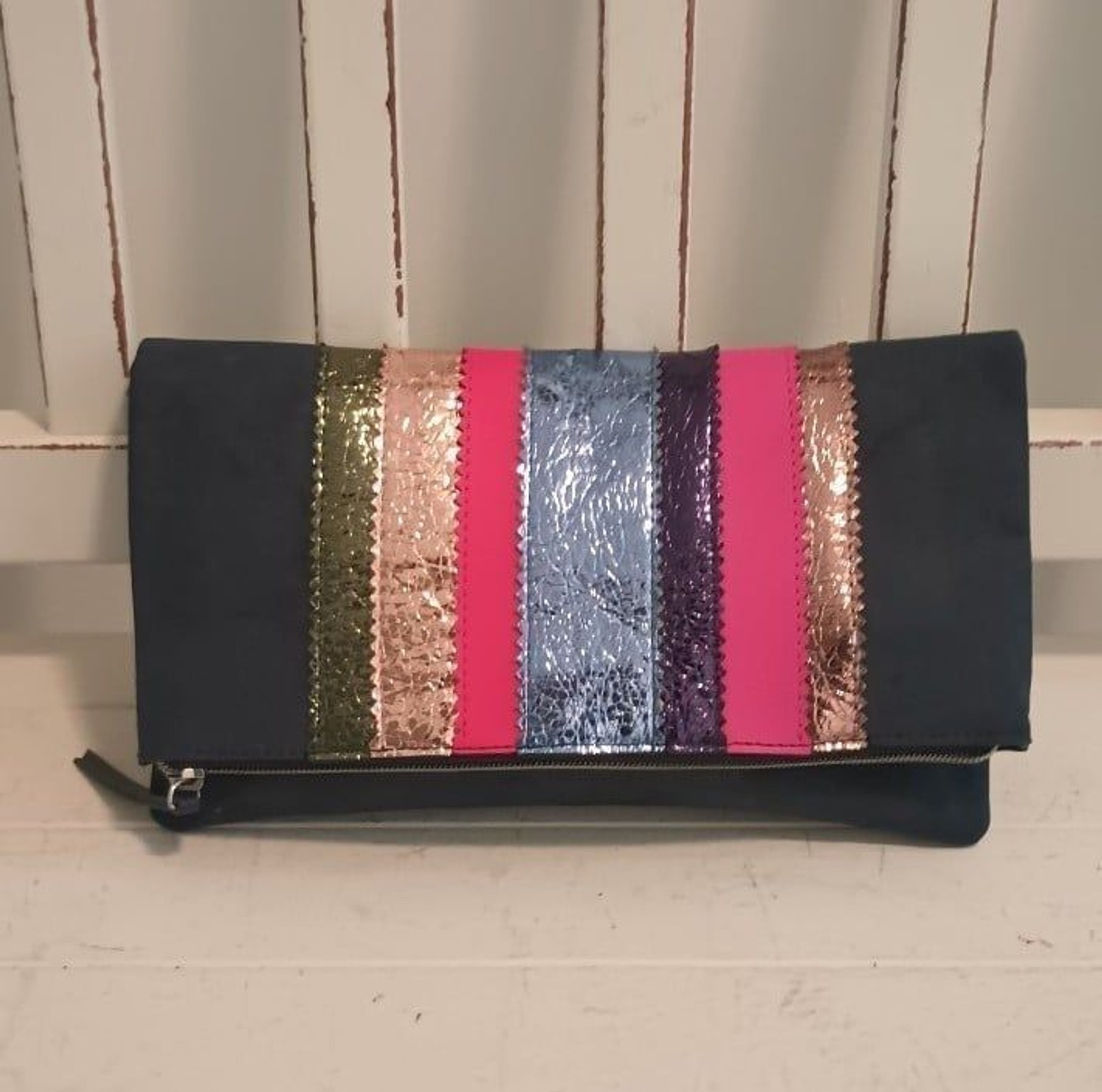 Clutch Handbag Navy Multicolor Detail